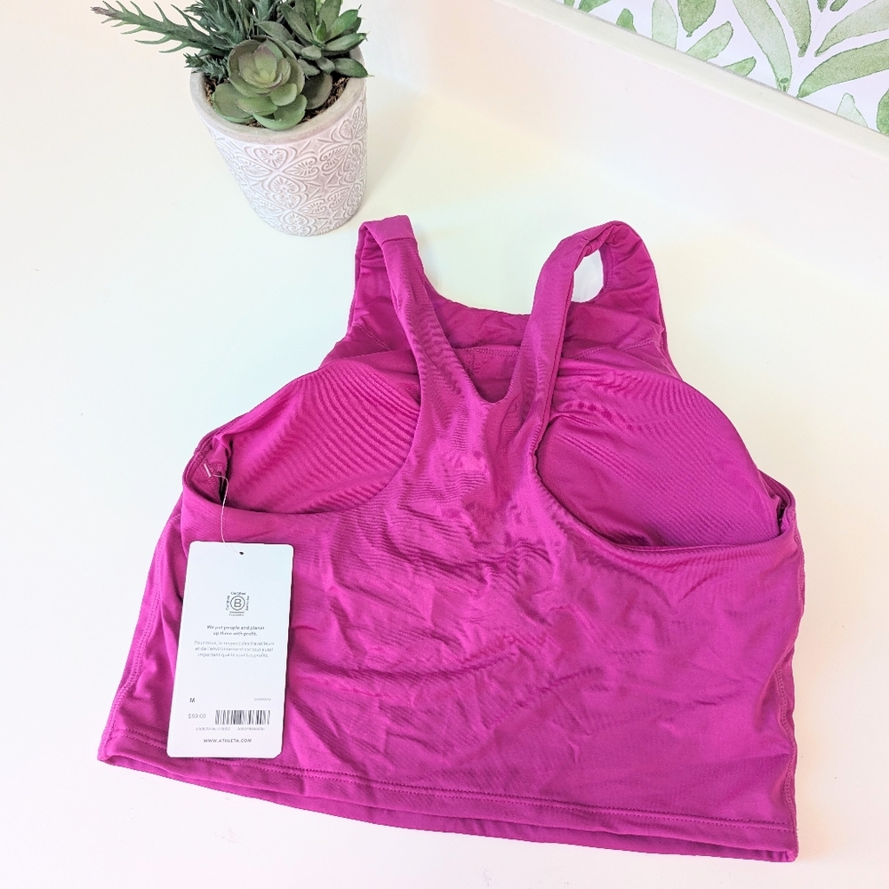Athleta Conscious Crop Pink Raspberry M NWT Bikini Top - Picture 5 of 8